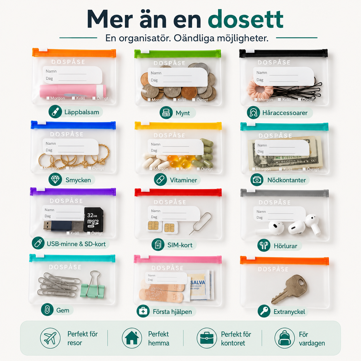 VeckoDos™ – smidig dosett med löstagbara påsar